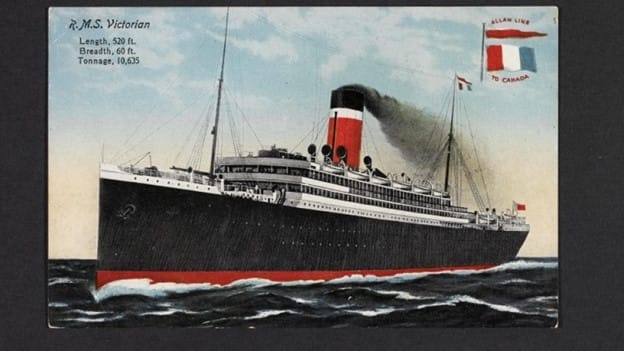 A postcard of the R.M.S. Victorian steamliner.