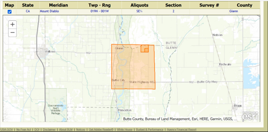 A U.S. Bureau of Land Management map of Butte County, California.