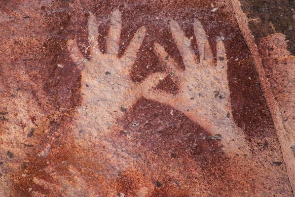 Hands, stenciled at the Cave of the Hands (Cueva de Las Manos), Santa Cruz, Argentina (ca. 7300 BCE).